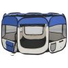 Foldable Dog Playpen with Carrying Bag Blue 43.3"x43.3"x22.8"