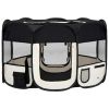 Foldable Dog Playpen with Carrying Bag Black 49.2"x49.2"x24"